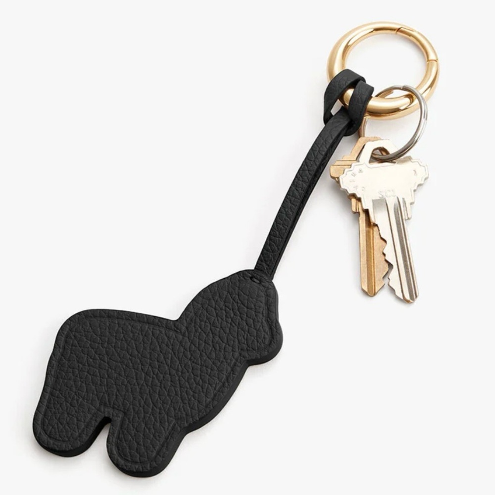 CUYANA Black Leather Alpaca Keychain